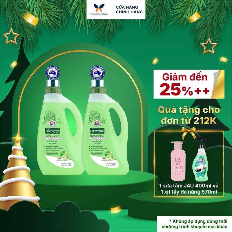 KOC Combo 2 Chai Nước Lau Sàn 365 Max Botany Tinh Dầu Sả Chanh thiên nhiên chai 1.25 lít làm sạch bóng sàn nhà ngăn côn trùng an toàn cho da trẻ em - Làm sạch sàn