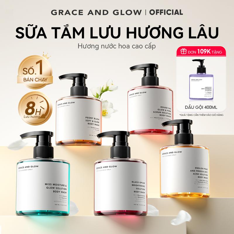 Sữa tắm trắng da dưỡng ẩm tẩy da chết Grace and Glow Black Opium Body Wash 400ml nước hoa Niacinamide sữa tắm thơm  Body Mịn Màng Toàn Diện Hương lâu trôi