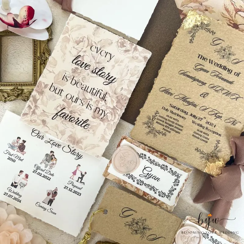 bloomingyourwedding Keepsake | Wedding Vows | Handmade Undangan Aesthetic (Classic Design) keepsake wedding vows set undangan aesthetic wedding stationery calligraphy kaligrafi invitation wedding set express 2