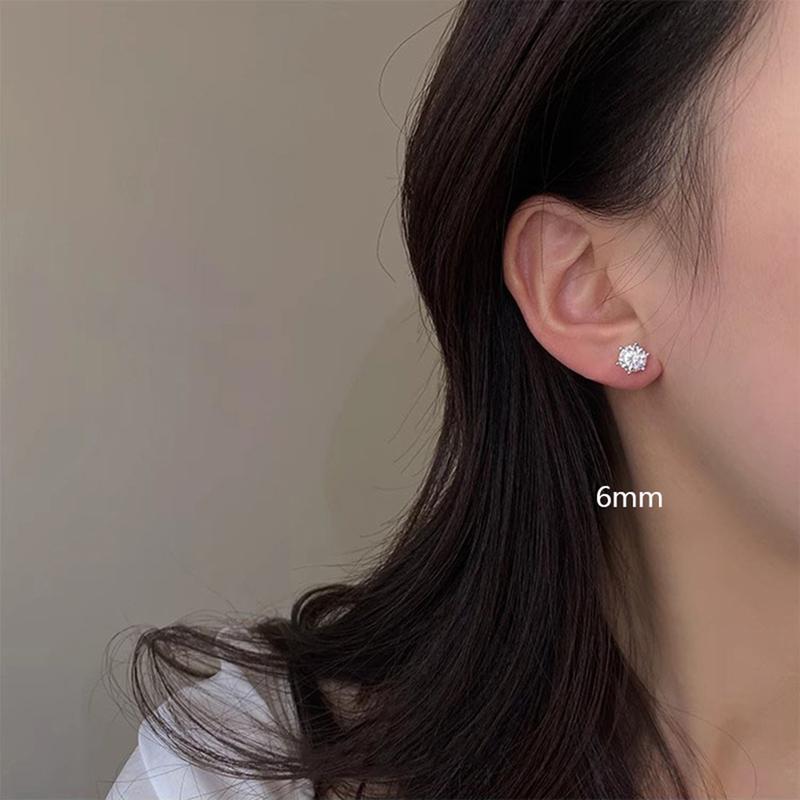Product Introduction of Bông Tai Thép Titan G23, Thiết Kế Tròn Đơn Giản, Zirconium Trắng, Dành Cho Phụ Nữ, Đồ Trang Sức, 1 Chiếc 25