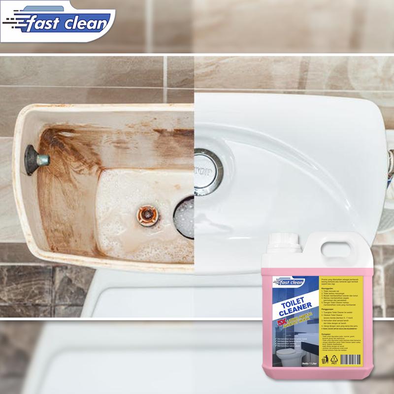 FASTCLEAN Cairan Pembersih Toilet 1 Liter - Untuk Pembersihan Kerak di Kloset, Kamar Mandi, Porselen, dan Wastafel - Tanpa Pewangi Cleaner 1