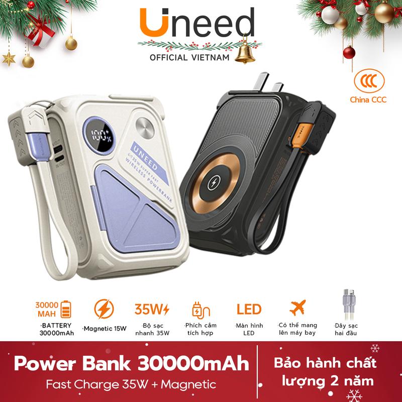  Uneed Sạc dự phòng China CCC 30000mAh 20000mAh  Sạc không dây đa năng nhiều thiết bị cuc sạc dự phòng 30000 sạc dự phòng iphone Hộp quà Phích cắm AD Dây sạc kèm theo tự sạc cục sạc dự phòng xịn mạch sạc nhanh dự phòng Dành cho iPhone 17 