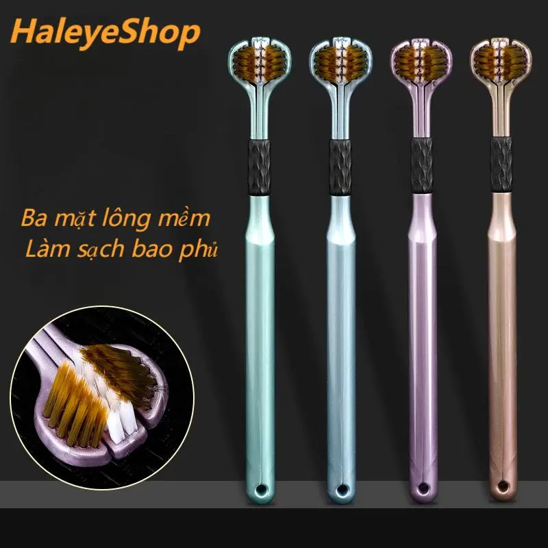 Bàn Chải Đánh Răng Đa Hướng Hộp 4 Chiếc, 3 Mặt, Lông Bàn Chải Mềm, Loại Bỏ Mảng Vám Hiệu Quả, Làm Trắng Răng.