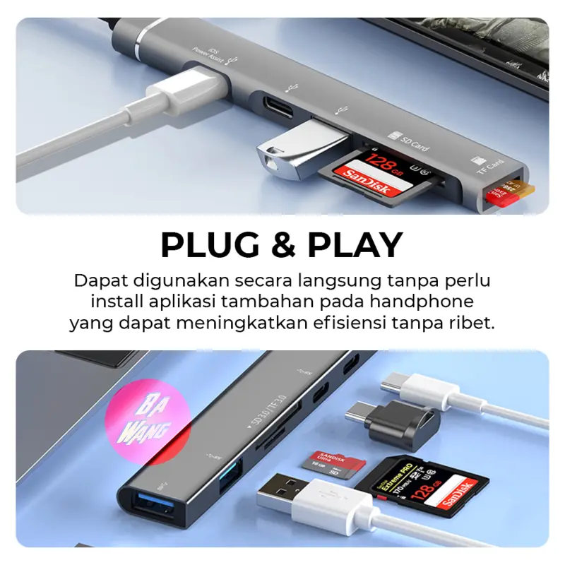5in1 OTG HUB 2in1 Lightning USB C Type-C Adapter TF SD Card Reader HDD Hardisk Hard Disk 1