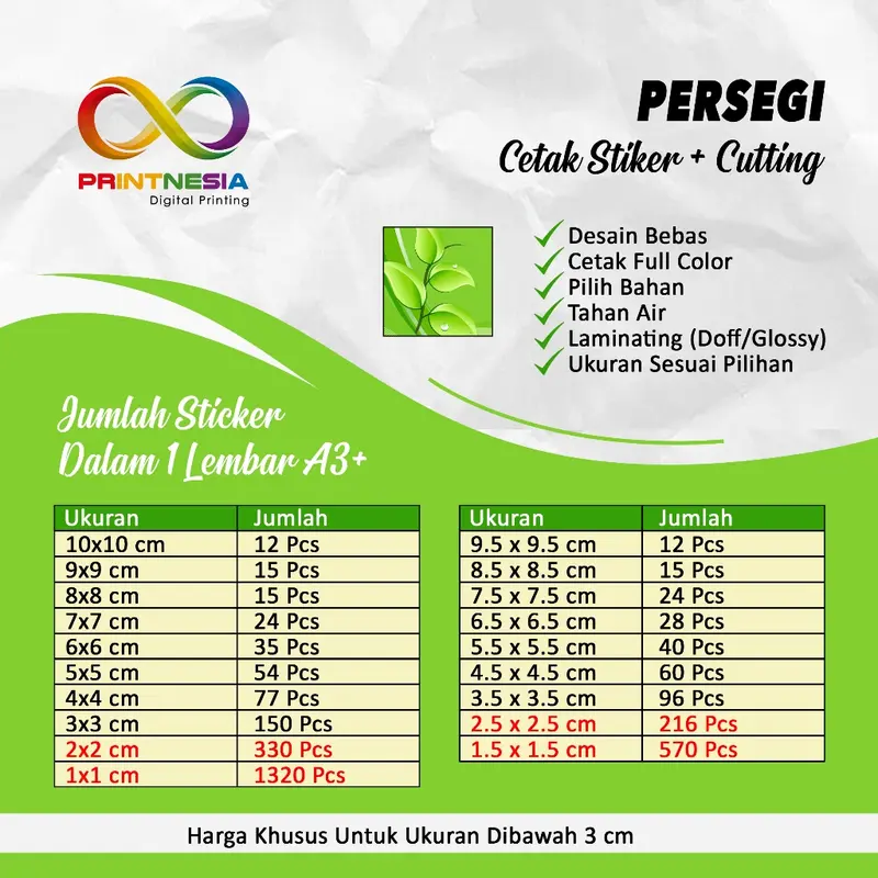 EXPRESS Cetak Stiker Chromo / VINYL Cut A3 Cutting Custom Murah / Cetak Stiker Label Kemasan Makanan Minuman Online Shop Murah 5