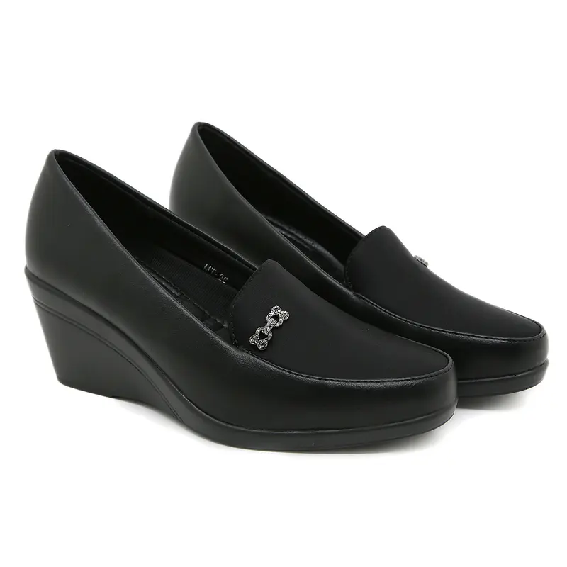 BOZKA new arrival sepatu pansus premium MT26 wedges shoes Heels Wanita Black 1