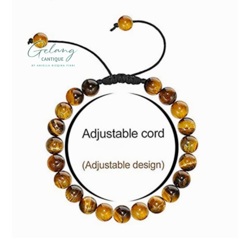 Gelang Batu Alam Tiger Eye Stone Tali Serut 4/6/8 mm, Gelang Chakra Kewibawaan Yoga Energi Positif, Gelang & Bangle Tangan, Natural Stone Bracelets, Tiger Eye Beads Model Harian Pria Wanita