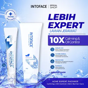 INTOFACE 2in1 Acne Paket | Paket untuk Kulit Berjerawat & Sensitif | Sabun Muka Lembut + Krim Jerawat | BPOM 0% Iritasi