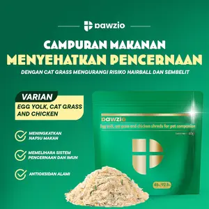 PAWZIO Egg Yolk, Cat Grass & Chicken Shreds 40g – Topping Makanan Anjing & Kucing Tinggi Protein