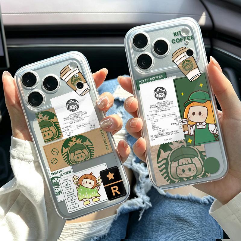 Ốp lưng cặp đôi YOYO in hình cà phê Cho IPhone 18 17 16PROMAX 15Plus 14 13 12 11 XR XSMAX ốP Silicon TPU MềM Trong SuốT