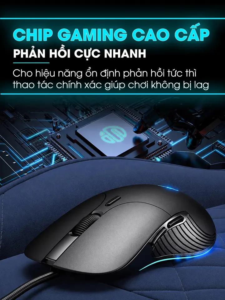 Chuột gaming có dây INPHIC B1 silent 6 nút bấm có app 8800 DPI ghìm tâm auto tap macro laptop máy tính