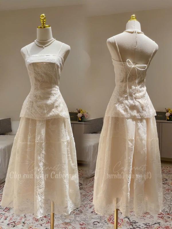 S060 - Cabernet Auri Set gồm Áo hai dây và chân váy dáng dài tiểu thư