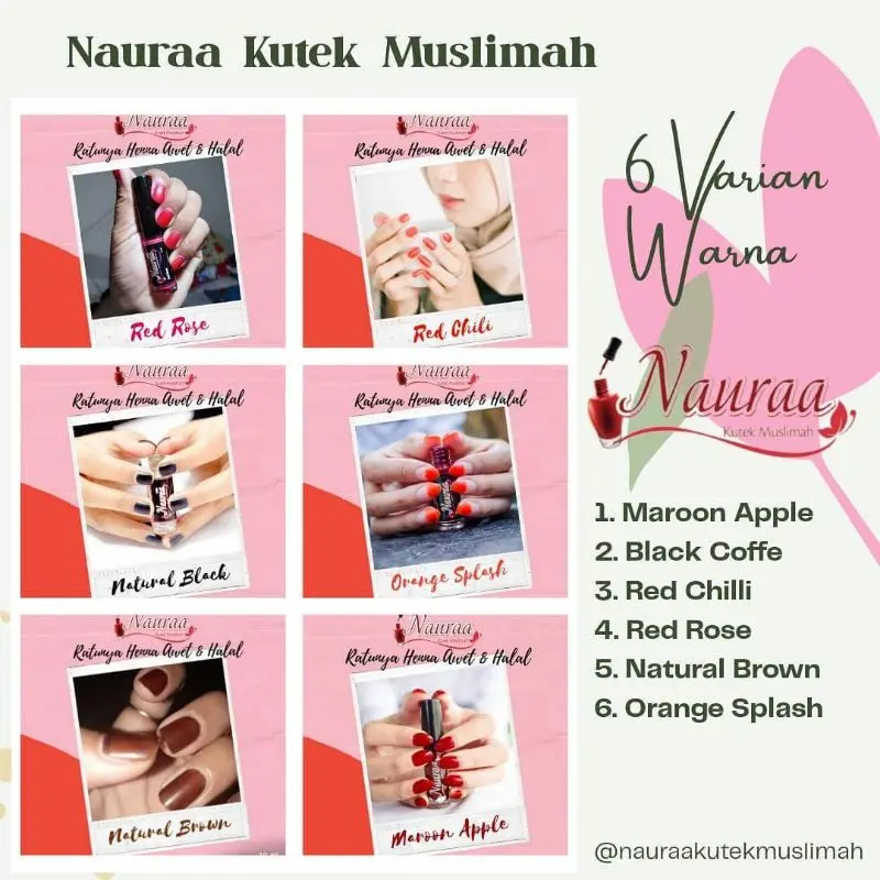 Naura Nail Henna Maroon Coklat Hitam Orange 1