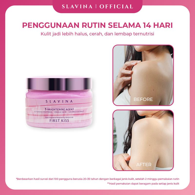 SLAVINA Organic Rice Body Scrub First Kiss | scrub badan untuk menghilangkan bekas luka 4