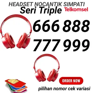 HEADSET BLUETOOTH MERAH NOMOR CANTIK TSEL SIMPATI TRIPLE 666 777 888 999