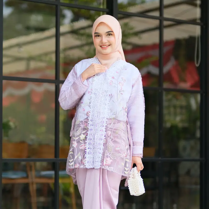 Ahzem - Setelan One Set Zafira Outer Brokat Gardenia Rok Lilit Set Lamaran Wisuda Bridesmaid Kondangan 5
