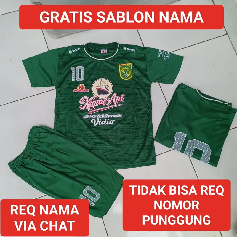 baju bola persebaya/setelan baju persebaya surabaya usia 1-12thn 4