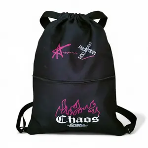 Ransel Serut Unisex Streetwear Bahan Ringan Masuk Helm Pas Untuk Sekolah Traveling Outdoor Riding Ukuran 38x48cm Bahan Drill Tali Webing Kuat