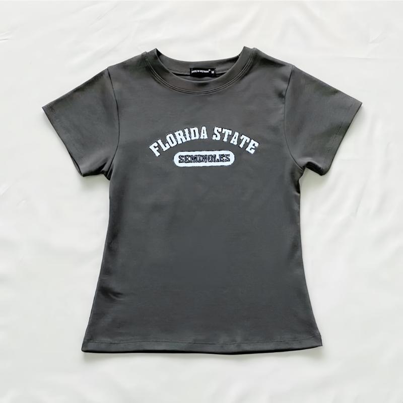 áo xám chì baby tee in chữ trắng phong cách âu mỹ thun 4