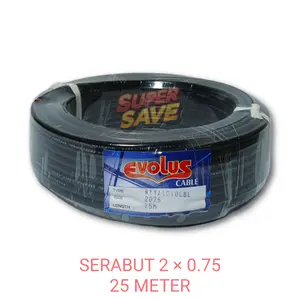 Kabel Listrik / Audio EVOLUS NYYHYO 2 x 0.75 Panjang 25 Meter Full - Hitam