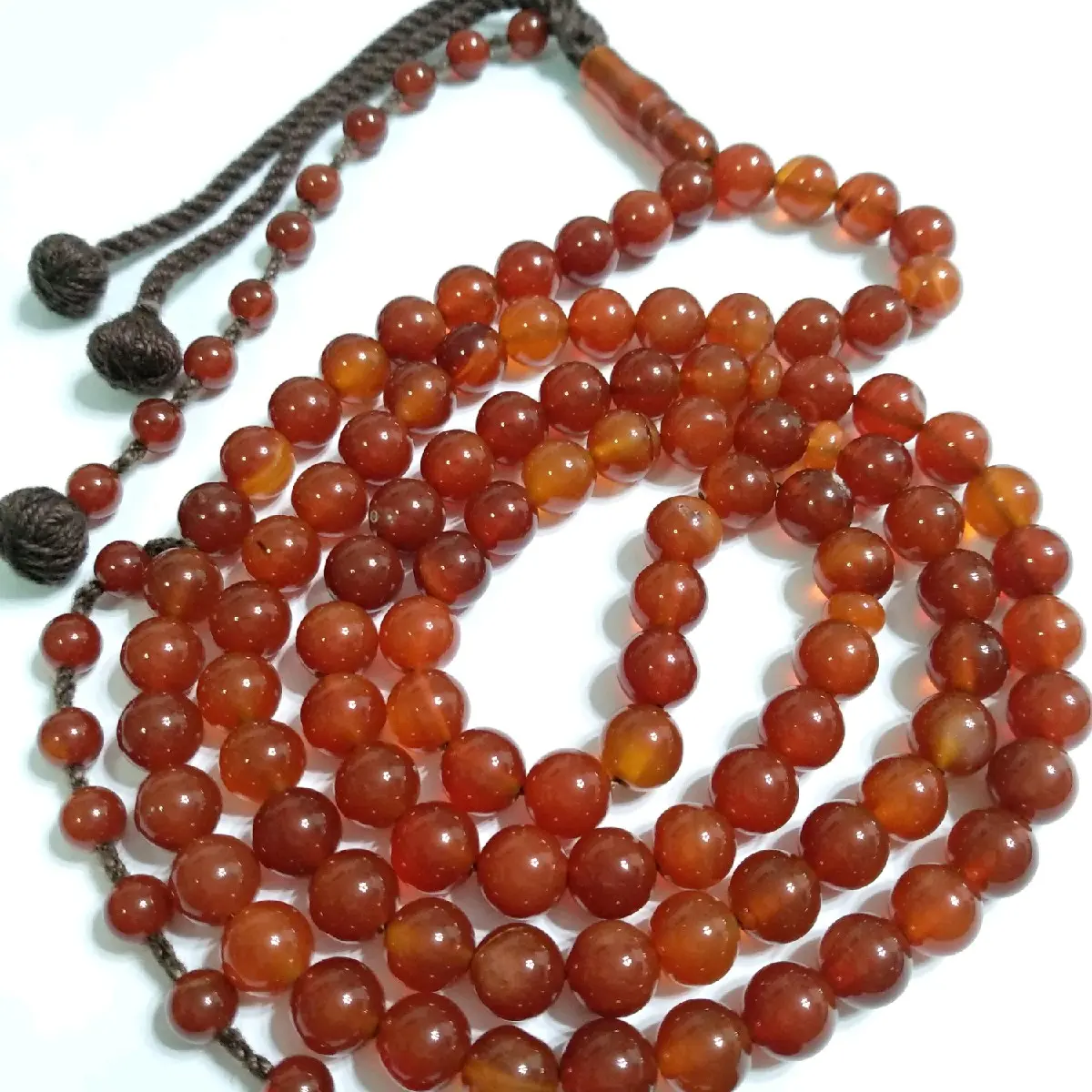 Tasbih Batu Akik Yaman Air Madu 100% Asli Saiz 8mm 100 Bijik - Merah Air Madu - Koko Ungu