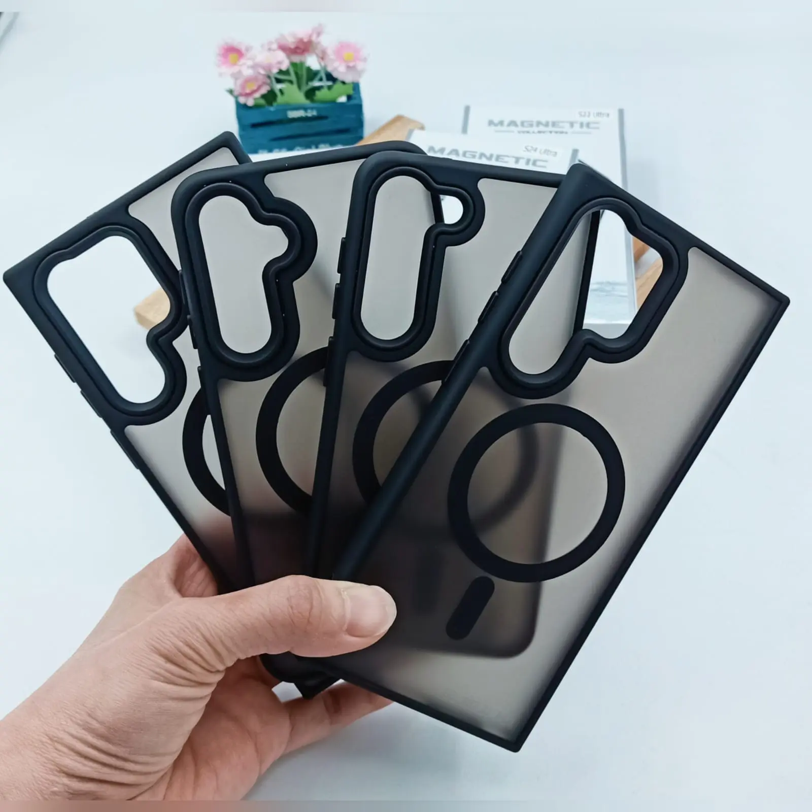 Hardcase Magsafe Black Edition Matte For SAMSUNG A16 A35 A36 A55 A56 S20 S21 S23 S24 FE S22 S24 S25 Plus Ultra With Ring Camera Protector