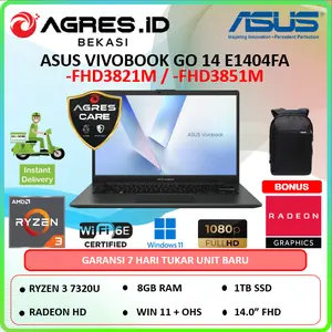 Asus Vivobook Go 14 E1404FA Amd Ryzen 3 7320U Ram 8Gb 1Tbssd Win11+Ohs 14.0Fhd Black, Green Grey & Silver