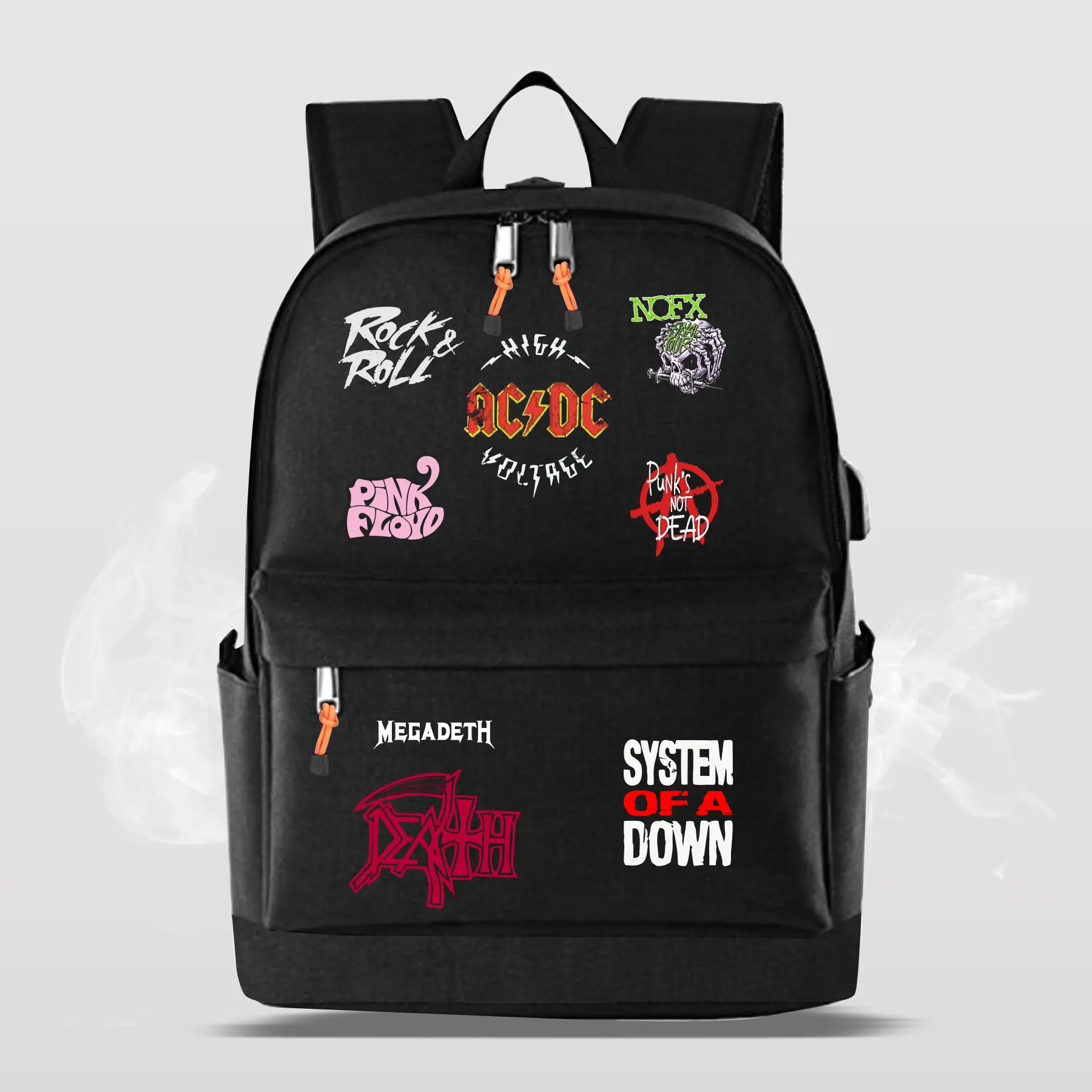 Tas Ransel Distro Pria Wanita Unisex Motif Band Metal Trendy Backpack Fashion Anak Sekolah SD SMP SMA Terkini