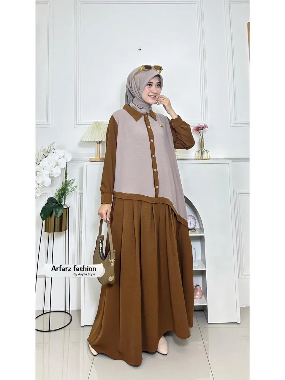 ALENA DRESS CRINKLE AIRFLOW GAMIS BUSUI MEWAH KEKINIAN Muslim Wanita Remaja