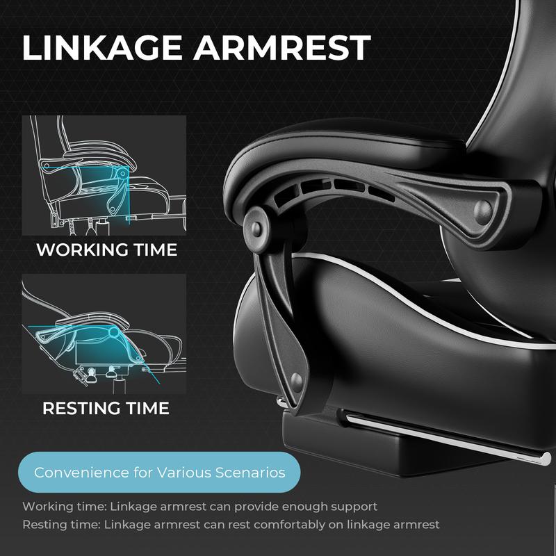 GTPLAYER Gaming Chair, Computer Chair with Footrest and Lumbar Massage, Height Adjustable Gaming Chair with 360° Swivel Seat and Headrest for Office or Gaming 6