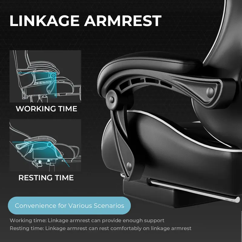 GTPLAYER Gaming Chair, Computer Chair with Footrest and Lumbar Massage, Height Adjustable Gaming Chair with 360° Swivel Seat and Headrest for Office or Gaming 6