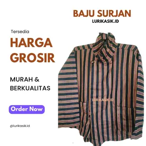 Baju Surjan beskap laki-laki dewasa | Baju lurik blok hitam | Baju adat