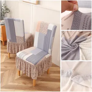 Cover Sarung Kursi Makan Rumbai Motif Modern Bahan Polyester Elastis Lembut Halus