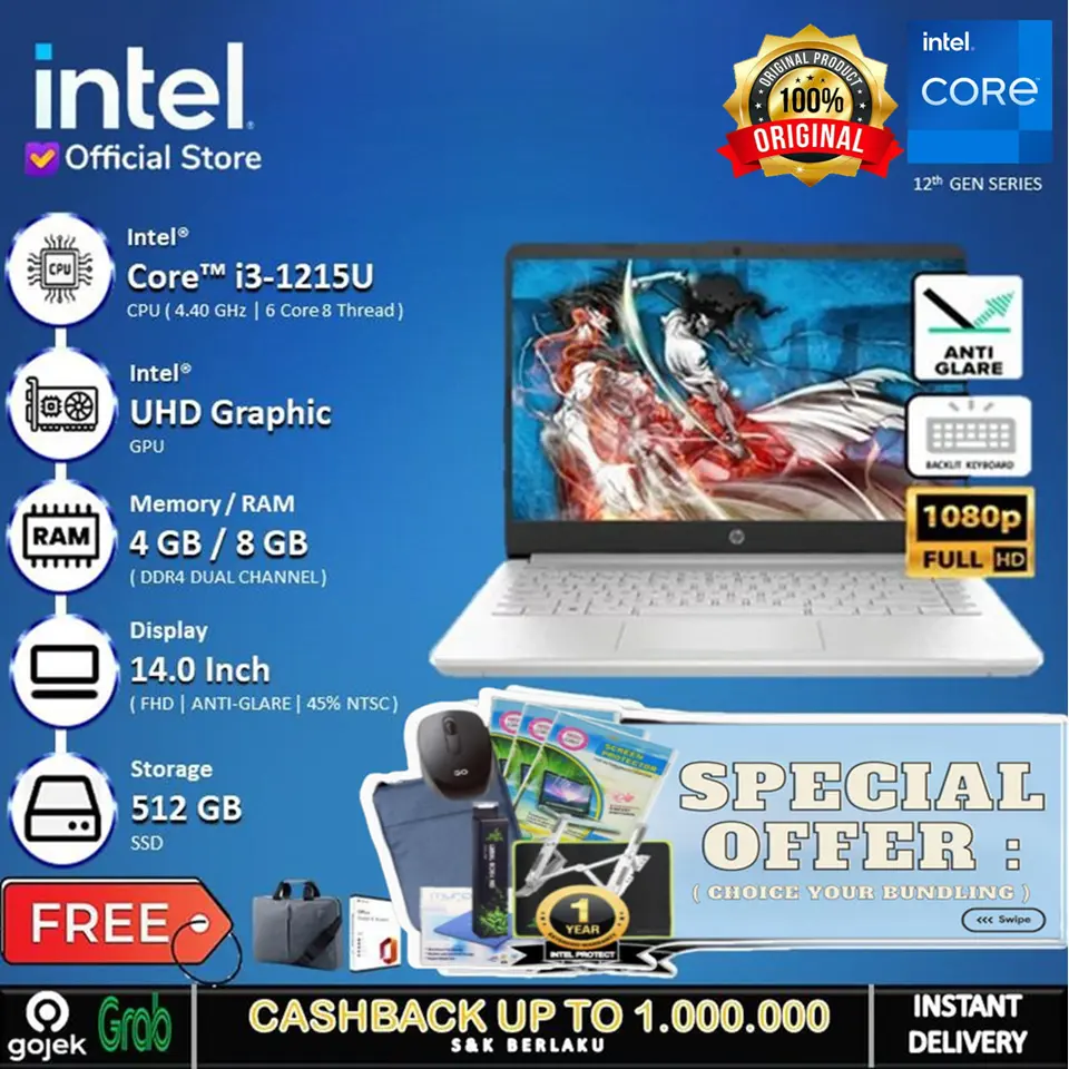 Laptop HP 14s DQ5115TU - Core I3 1215U 8GB 512SSD 14" FHD IPS BLIT OHS