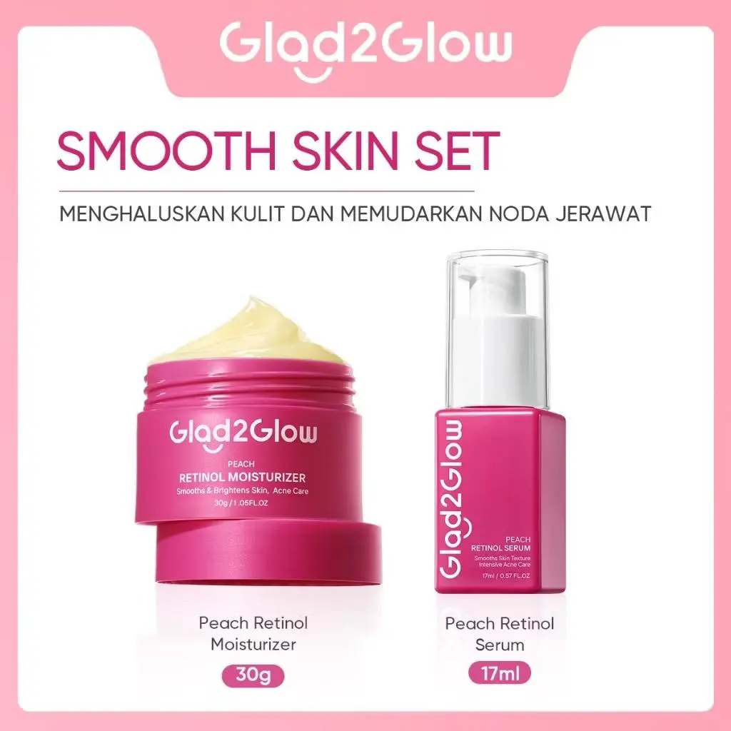 BUNDLE COMBO Glad2Glow Peach Retinol Serum 17 ml & Moisturizer Retinol 30gr