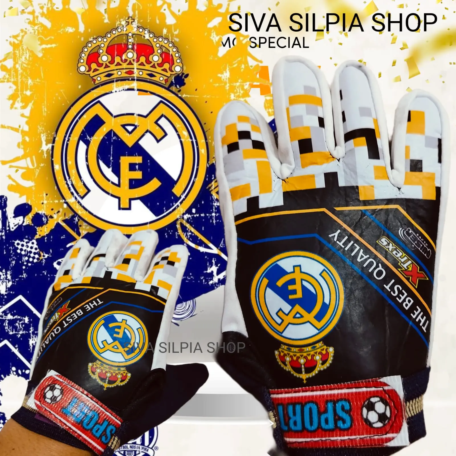 sarung tangan klub sepak bola logo luar dan lokal untuk anak usia 6 sampai 13 tahun