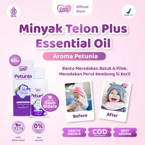 Cinta Mama Minyak Telon Essential Oil Aroma Petunia 60ml VCO Kelapa Murni Atasi Batuk Pilek - Bantu Tidur Nyenyak Hangat Lembut & Anti Nyamuk Telon Premium Bayi Skincare Dermatologist Tested