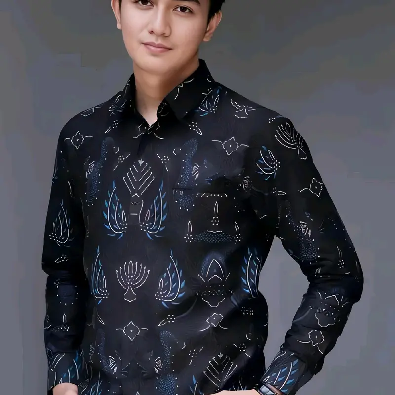 Kemeja Pria Lengan panjang Baju Kerja Batik formal Motif Seragam Kantor Nyaman Casual 2