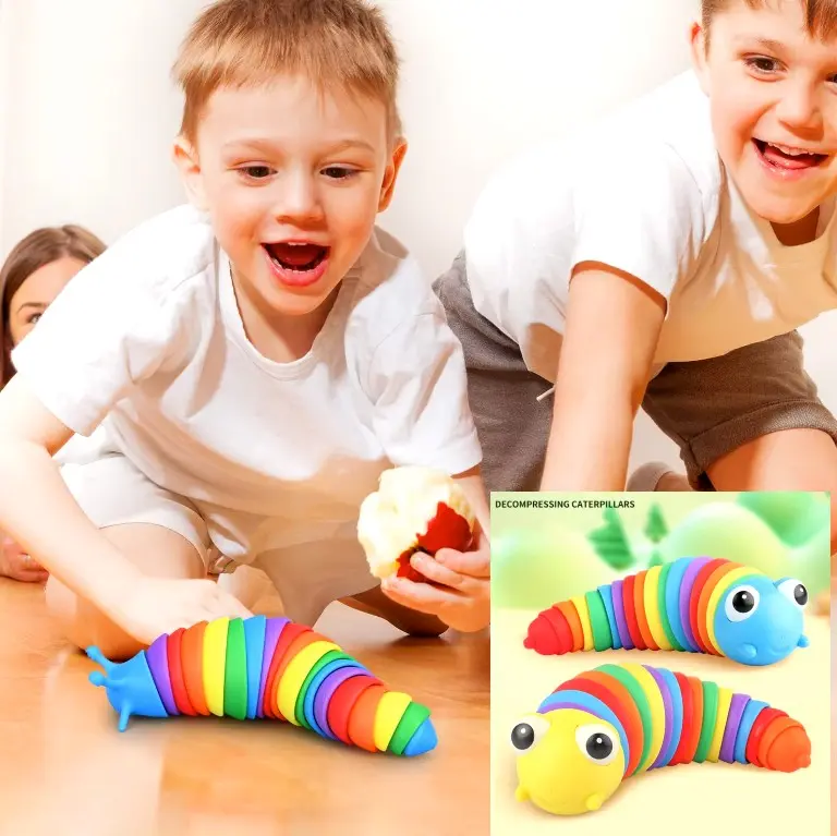 Sensory Play Pop It Mainan Edukasi Anak Murah Ulat dan Siput Warna Pelangi Lucu Usia 2 3 4 5 6 7 8 9 10 11 12 13 Tahun Toys Bayi 0