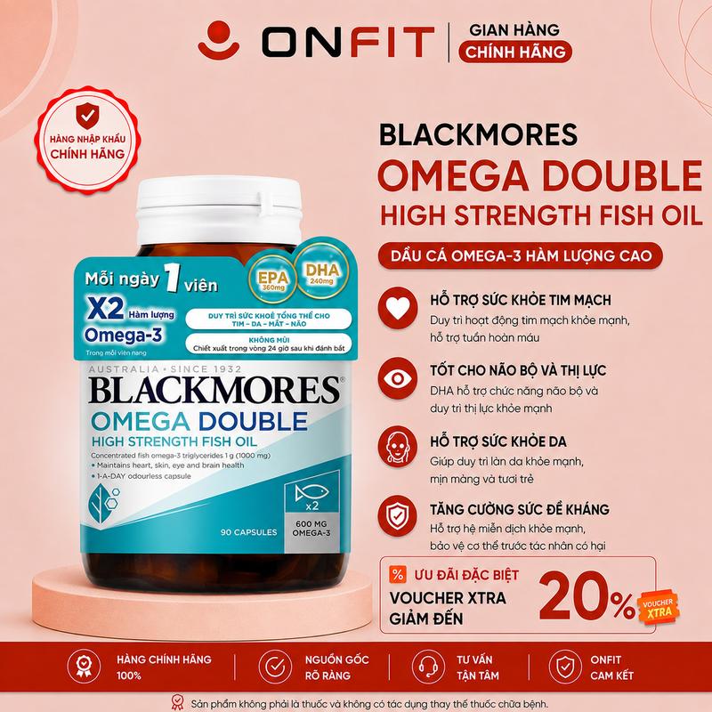AFF - Viên Uống Dầu Cá Blackmores Omega 3 Double High Strength Fish Oil, Bổ Sung Dầu Cá Biển Cô Đặc