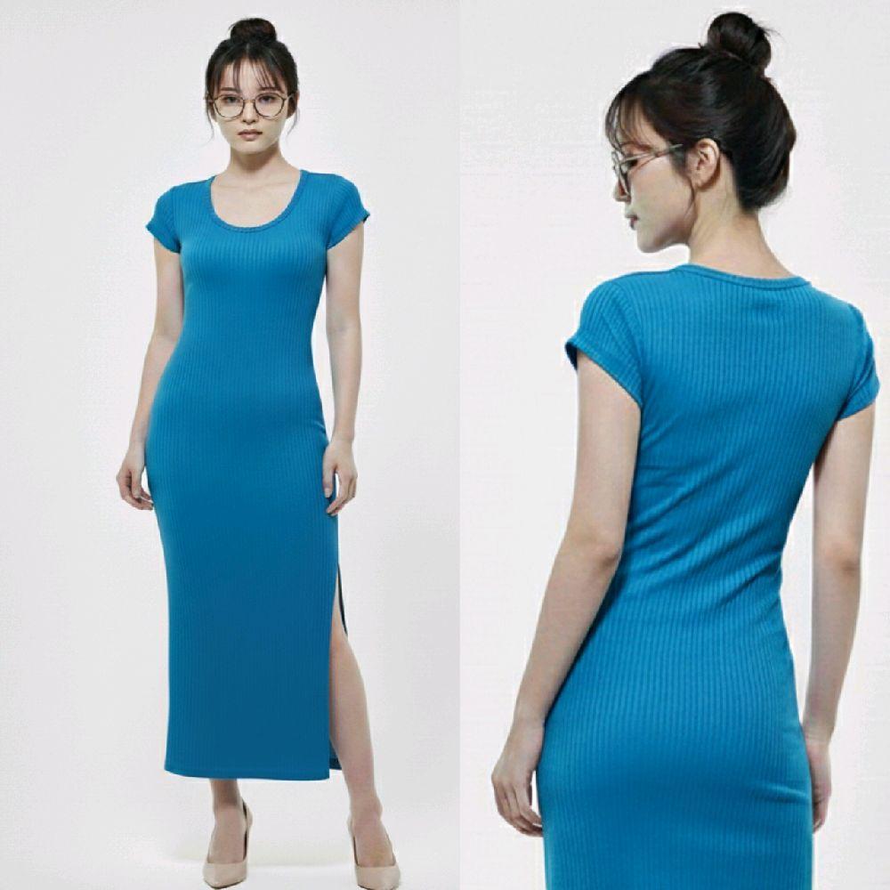 Dress Casual Wanita Slim Fit Pressbody Lengan Pendek Belah Samping Lime Dress Casual Wanita Slim Fit Pressbody Lengan Pendek Belah Samping Lime