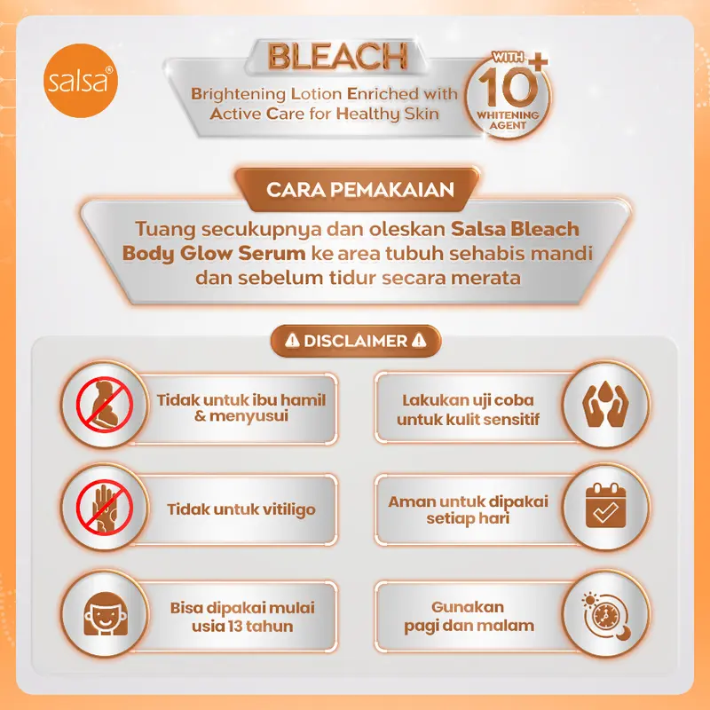 SALSA Body B.L.E.A.C.H - Body Glow Serum Symphony | Hand Body Lotion untuk Mencerahkan dan Melembabkan Kulit dengan 10+  Whitening Agent (Agen Pencerah) 7
