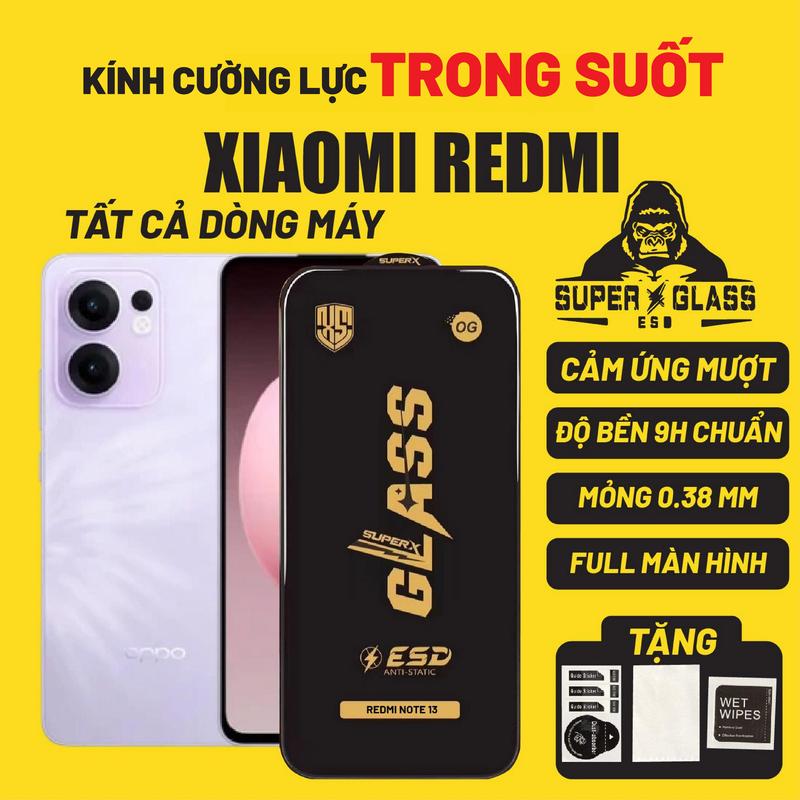 Kính cường lực GLASS cho redmi note17 15 13 14 12 11 10 9 8 7 xiaomi 15 14 14t pro 13 13t pro 12 12t pro 11t pro mi 11lite 5g ne kingkong full màn