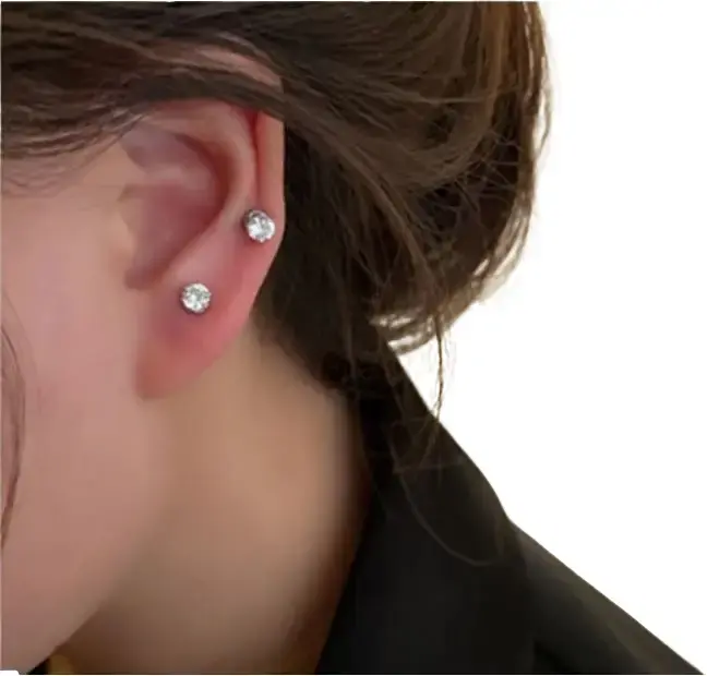 Anting Klip Magnet Kristal Desain Klasik Baja Tahan Karat untuk Wanita Pria Berbentuk Bulat Tanpa Lubang Telinga Hadiah Pesta Perhiasan 2 Buah