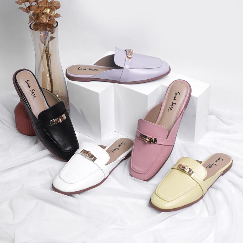 SARASARA LIVE - SELINE Sepatu Sandal Flat Wanita Sendal Slop Cewek 2