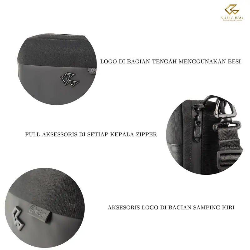 Tas murah Berkualitas GOEZ BAG- Handbag Pria GARDEN Exclusive Sling Bag ,Tas slempang Waterproof  Waistbag Clutch Bag Anti Air Anti Bara Api Tas cowok weatherproof Minimalist 4