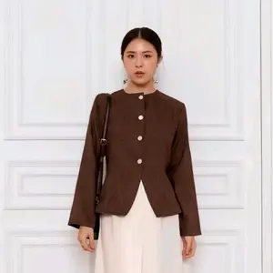 [EKSKLUSIF] Rafa.dop - Ailee Top Blazer Semi Wool Korean Style Full Kancing / Atasan Lengan Panjang / Hijab Friendly Blouse / Atasan Trendy Nyaman Serut