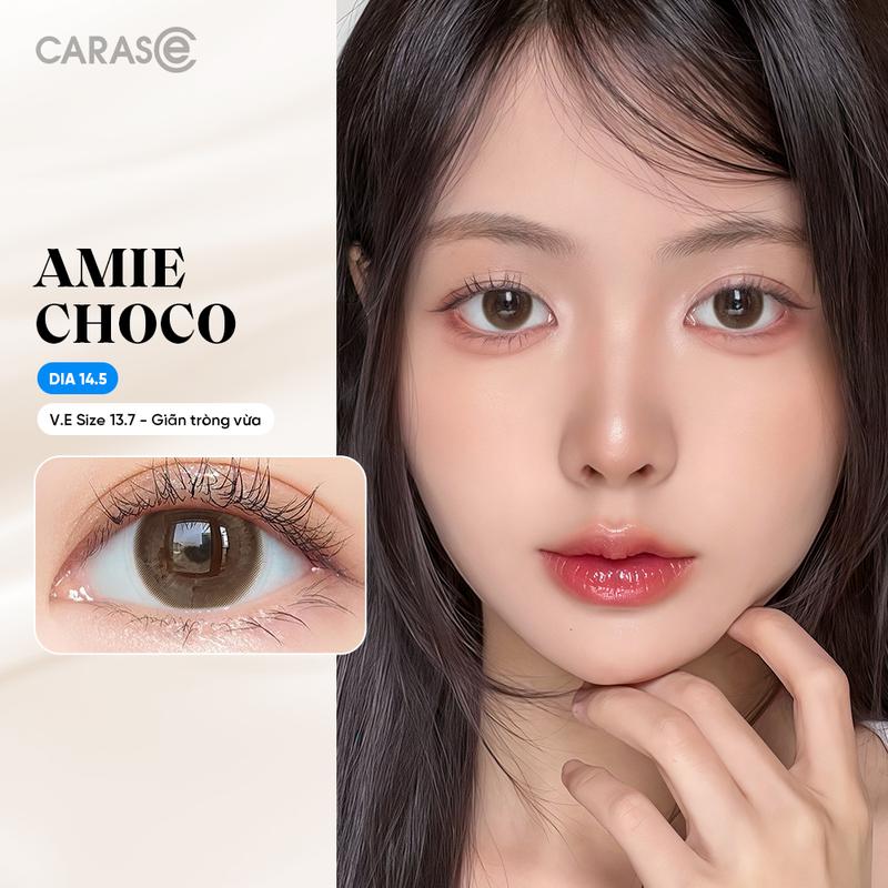 1 chiếc Kính áp tròng khoá ẩm 8H 3 Tháng Màu Nâu Chocolate CARASE Lens cận B AMIE CHOCO Nữ Women