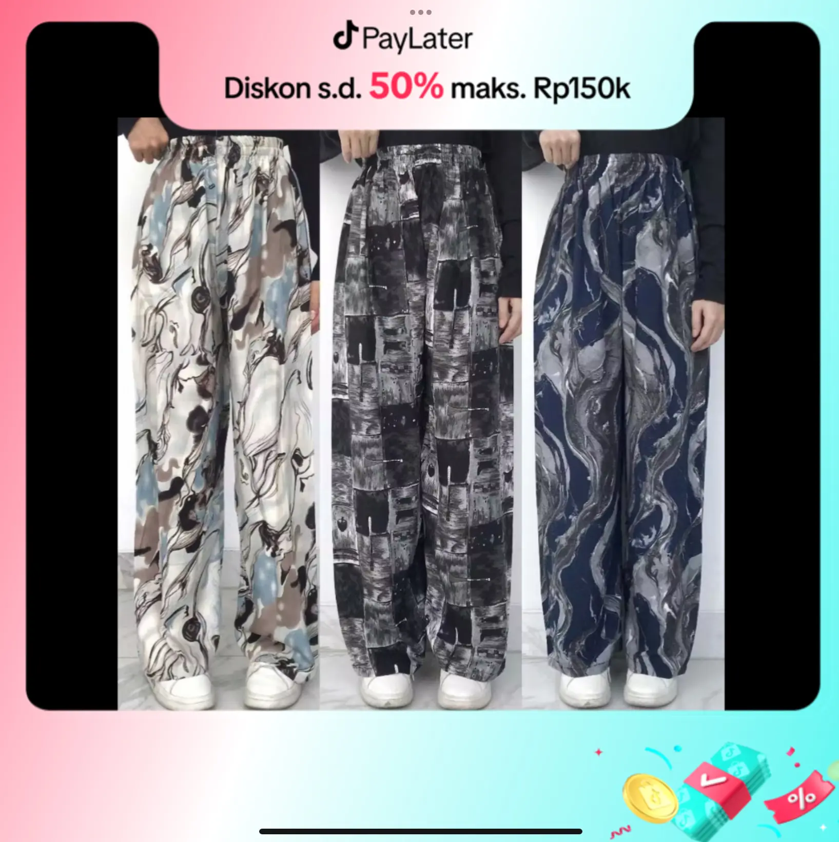 Celana Hommy Wanita Nyaman Lembut Kallyoutfit Panjang Kulot Rayon Santai Katun Motif
