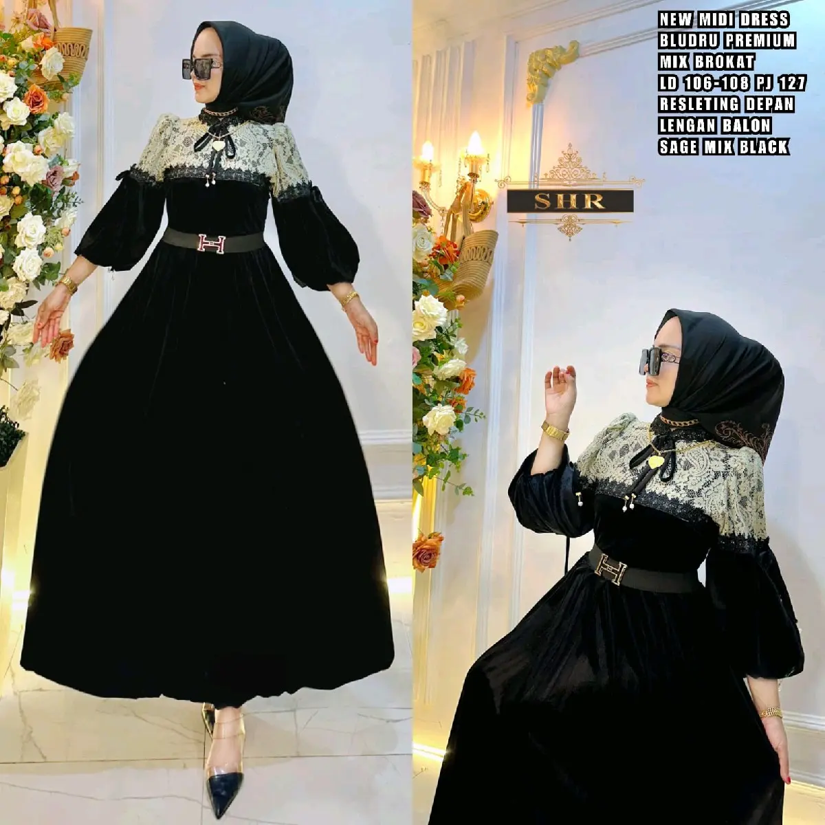 New midi dress by SHR beludru mix brukat premium